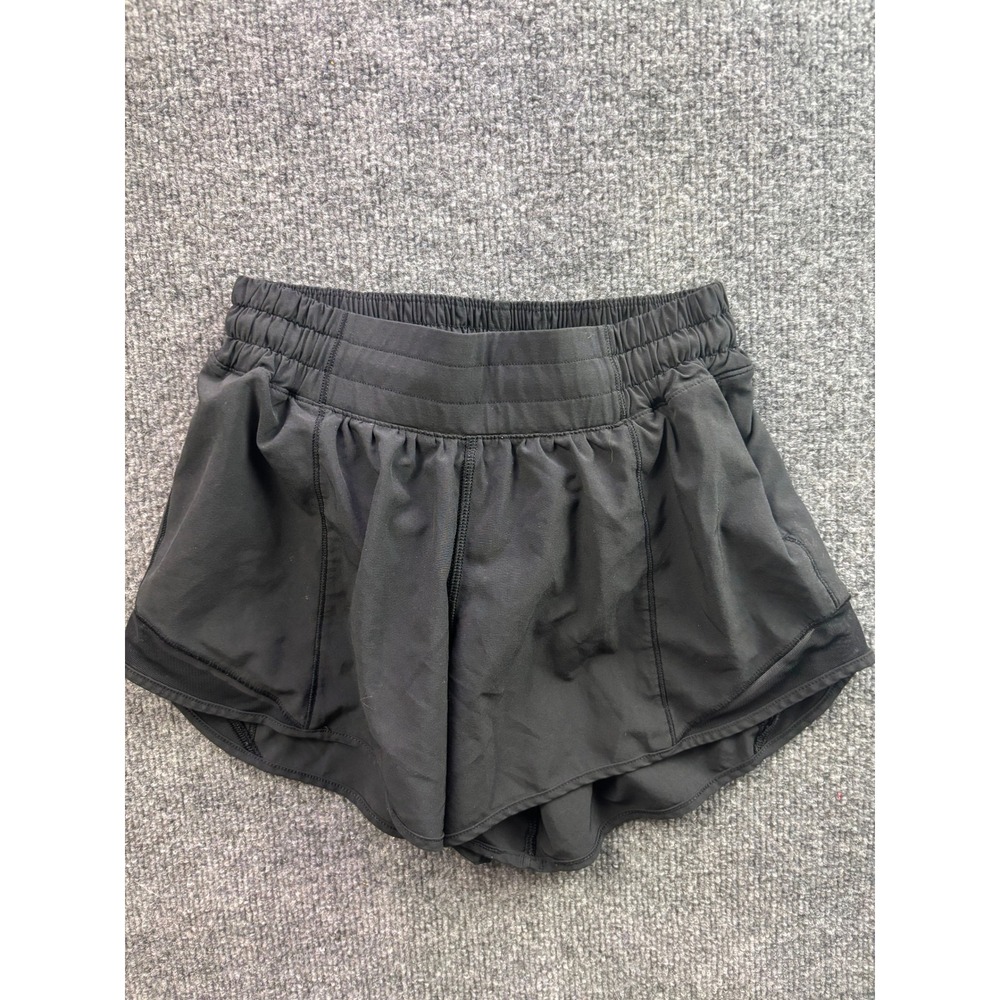 Lululemon Hotty Hot Shorts Women 4 Black High Rise Lined Running Tall 4"